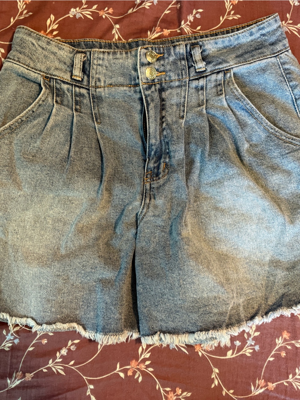 wild fable Light Blue High-Waist Denim Shorts with Raw Hem